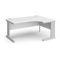 Vivo right hand ergonomic desk 1600mm - silver frame, white top