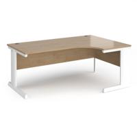 Vivo right hand ergonomic desk 1800mm - white frame, Kendal Oak top