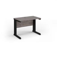 Vivo straight desk 1000mm x 600mm - black frame, Grey Oak top