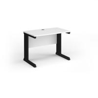 Vivo straight desk 1000mm x 600mm - black frame, white top