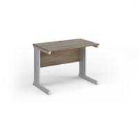 Vivo straight desk 1000mm x 600mm - silver frame, Nebraska Oak top
