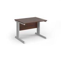 Vivo straight desk 1000mm x 600mm - silver frame, walnut top