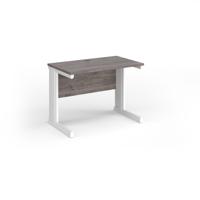 Vivo straight desk 1000mm x 600mm - white frame, Grey Oak top
