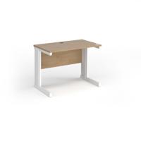 Vivo straight desk 1000mm x 600mm - white frame, Kendal Oak top