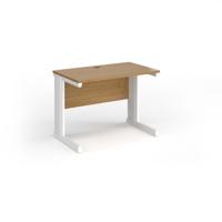 Vivo straight desk 1000mm x 600mm - white frame, oak top