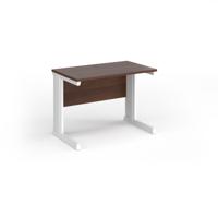 Vivo straight desk 1000mm x 600mm - white frame, walnut top