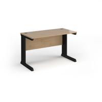 Vivo straight desk 1200mm x 600mm - black frame, Kendal Oak top