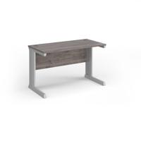 Vivo straight desk 1200mm x 600mm - silver frame, Grey Oak top