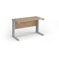 Vivo straight desk 1200mm x 600mm - silver frame, Kendal Oak top