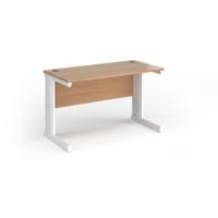 Vivo straight desk 1200mm x 600mm - white frame, beech top