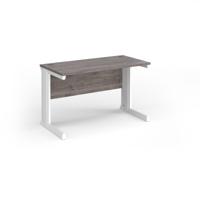 Vivo straight desk 1200mm x 600mm - white frame, Grey Oak top
