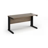 Vivo straight desk 1400mm x 600mm - black frame, Nebraska Oak top