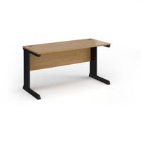 Vivo straight desk 1400mm x 600mm - black frame, oak top