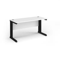 Vivo straight desk 1400mm x 600mm - black frame, white top