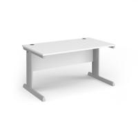 Vivo straight desk 1400mm x 600mm - silver frame, white top