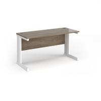 Vivo straight desk 1400mm x 600mm - white frame, Nebraska Oak top
