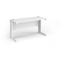 Vivo straight desk 1400mm x 600mm - white frame, white top