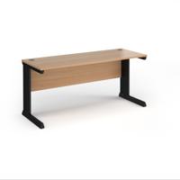 Vivo straight desk 1600mm x 600mm - black frame, beech top