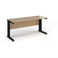 Vivo straight desk 1600mm x 600mm - black frame, Kendal Oak top