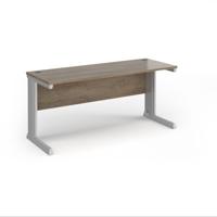 Vivo straight desk 1600mm x 600mm - silver frame, Nebraska Oak top