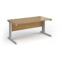 Vivo straight desk 1600mm x 600mm - silver frame, oak top