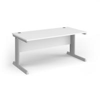 Vivo straight desk 1600mm x 600mm - silver frame, white top