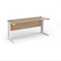 Vivo straight desk 1600mm x 600mm - white frame, Kendal Oak top