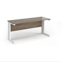 Vivo straight desk 1600mm x 600mm - white frame, Nebraska Oak top