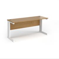 Vivo straight desk 1600mm x 600mm - white frame, oak top