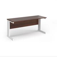 Vivo straight desk 1600mm x 600mm - white frame, walnut top