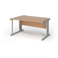 Vivo left hand wave desk 1400mm - silver frame, beech top