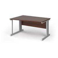 Vivo left hand wave desk 1400mm - silver frame, walnut top