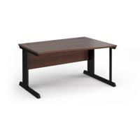 Vivo right hand wave desk 1400mm - black frame, walnut top