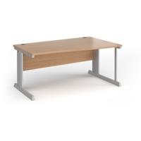 Vivo right hand wave desk 1600mm - silver frame, beech top