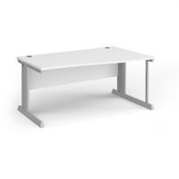 Vivo right hand wave desk 1600mm - silver frame, white top