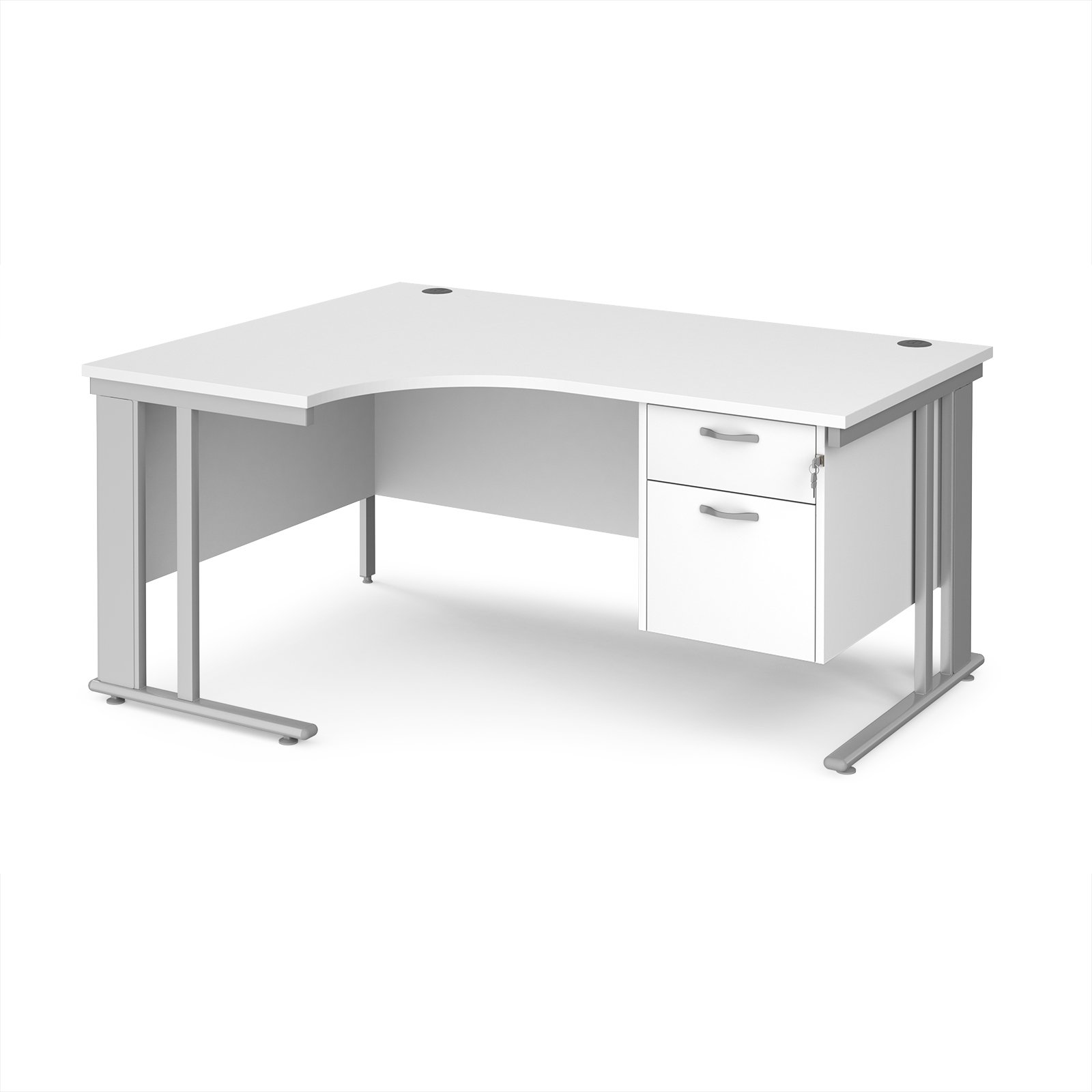 Maestro 25 cable managed left hand ergonomic desk with 2 drawer ped