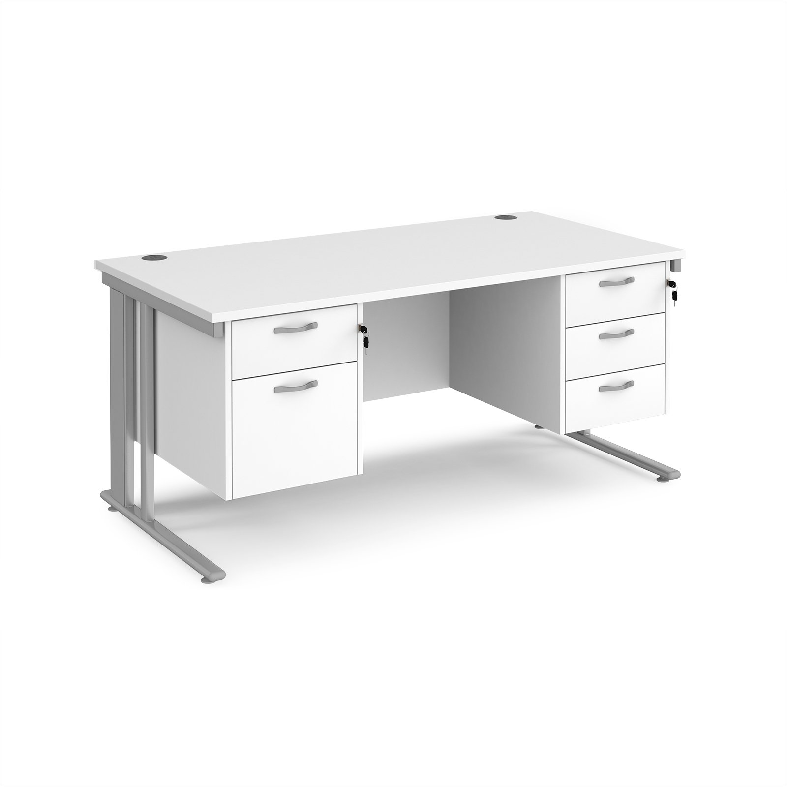 Maestro 25 cable managed 800mm deep desk with 2 & 3 drawer peds