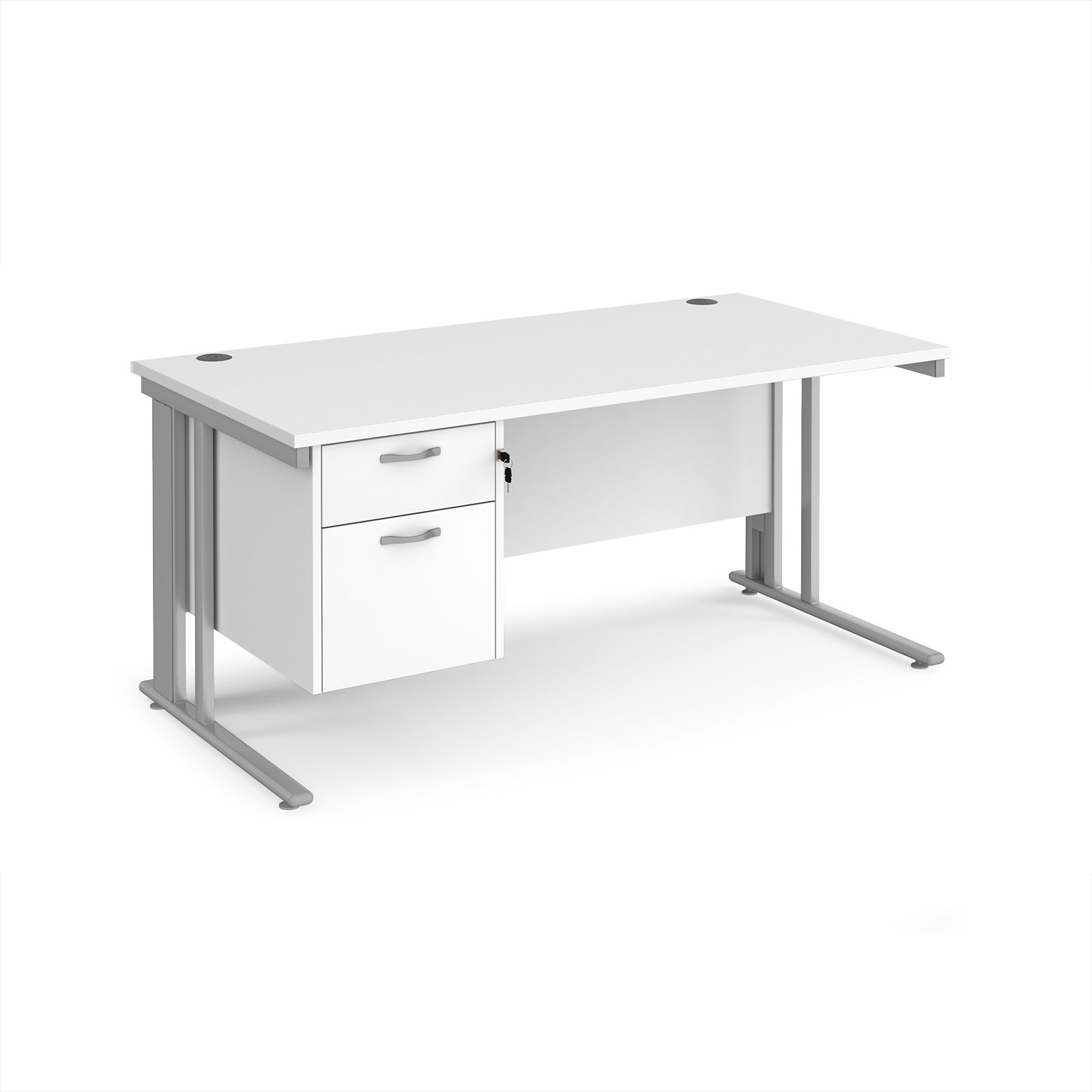 Maestro 25 cable managed 800mm deep desk with 2 drawer ped