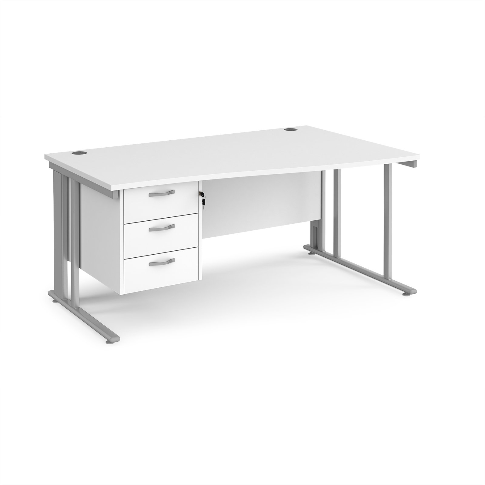 Maestro 25 cable managed right hand wave desk with 3 drawer ped