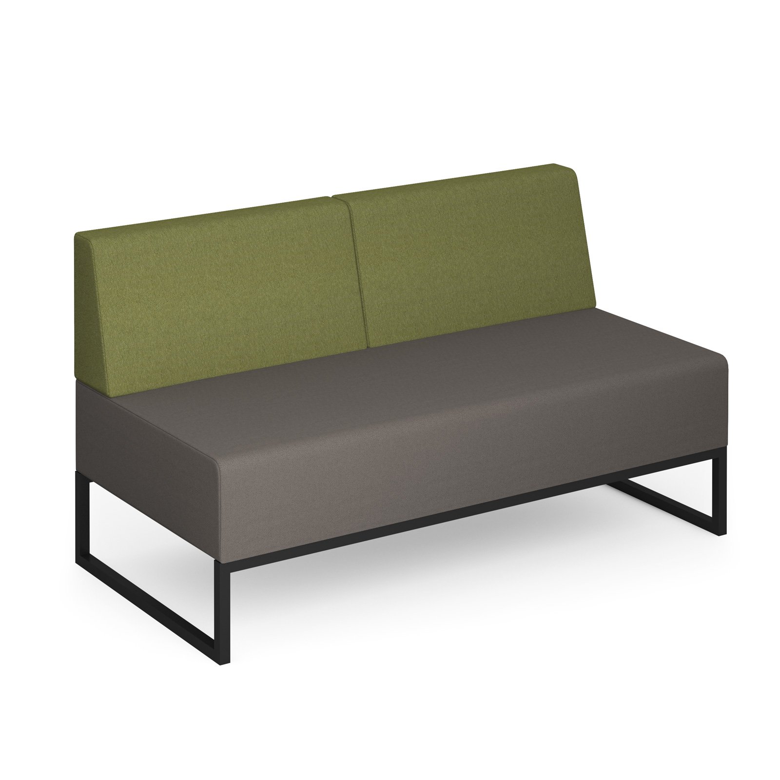 Nera modular soft seating double bench with double back and black frame