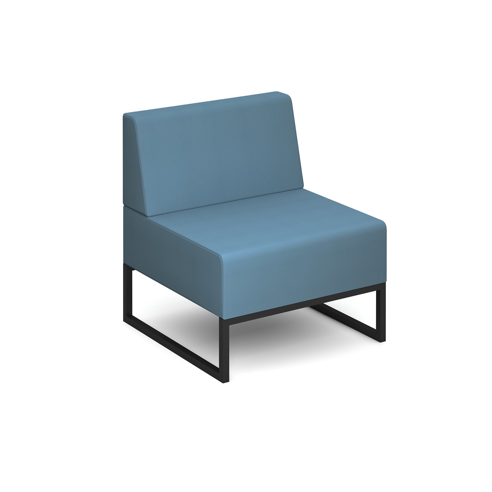 Nera modular soft seating single bench with back and black frame