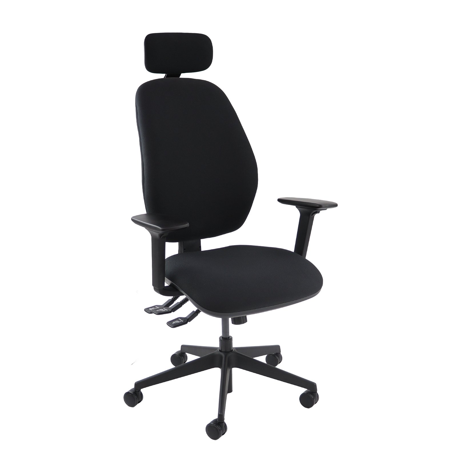 Ortho Pro 600 orthopaedic chair with head rest, upholstered seat and back with fully adjustable arms