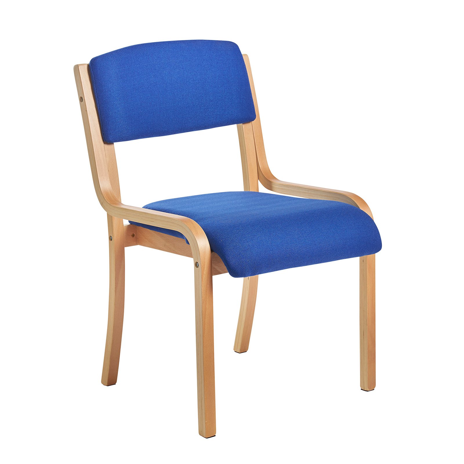 Prague wooden conference chair with no arms - blue