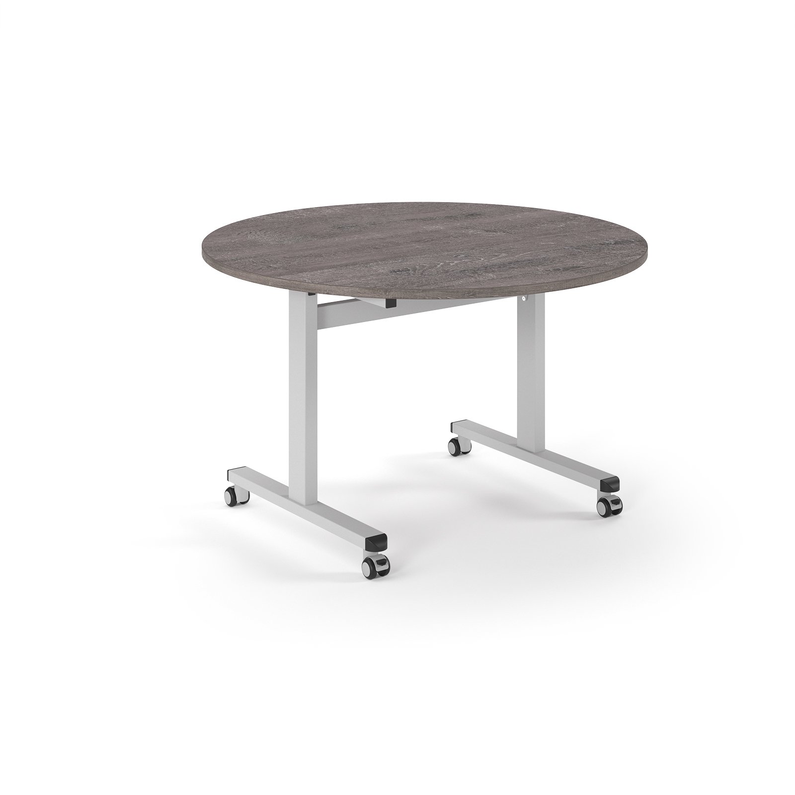Pro Flip Circular Table 1200 Dia, White, Grey Oak Top