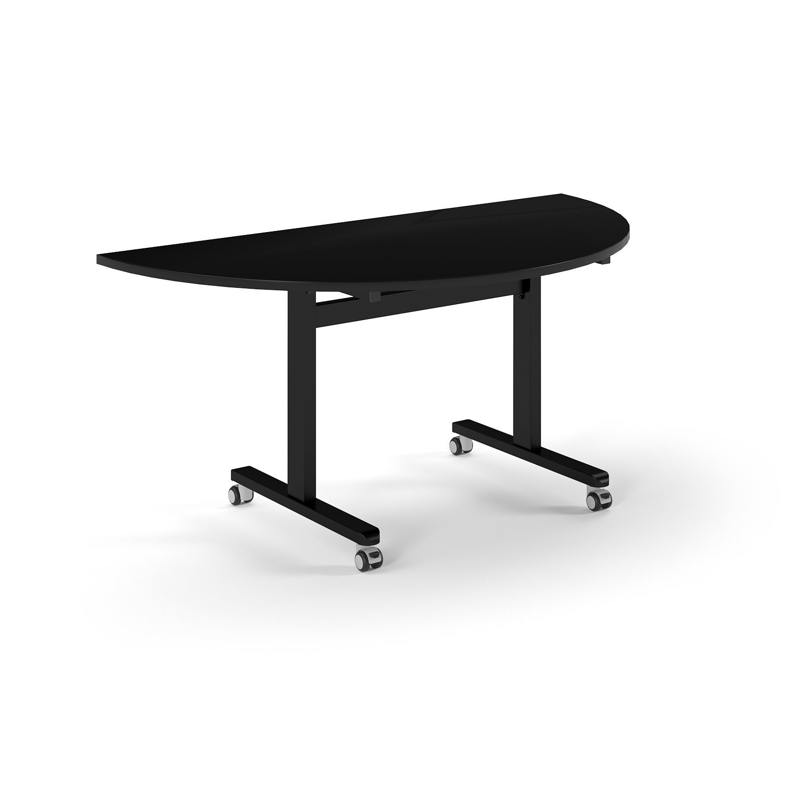 Pro Flip Semi-Circular Table 1600 x 800, Black, Black Top