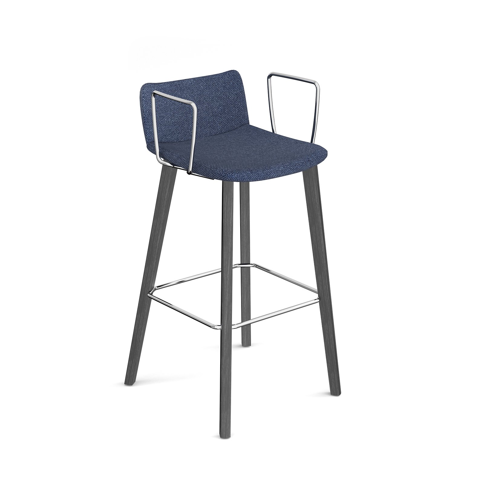 Remy fully upholstered high stool with arms and black oak legs - made to order
