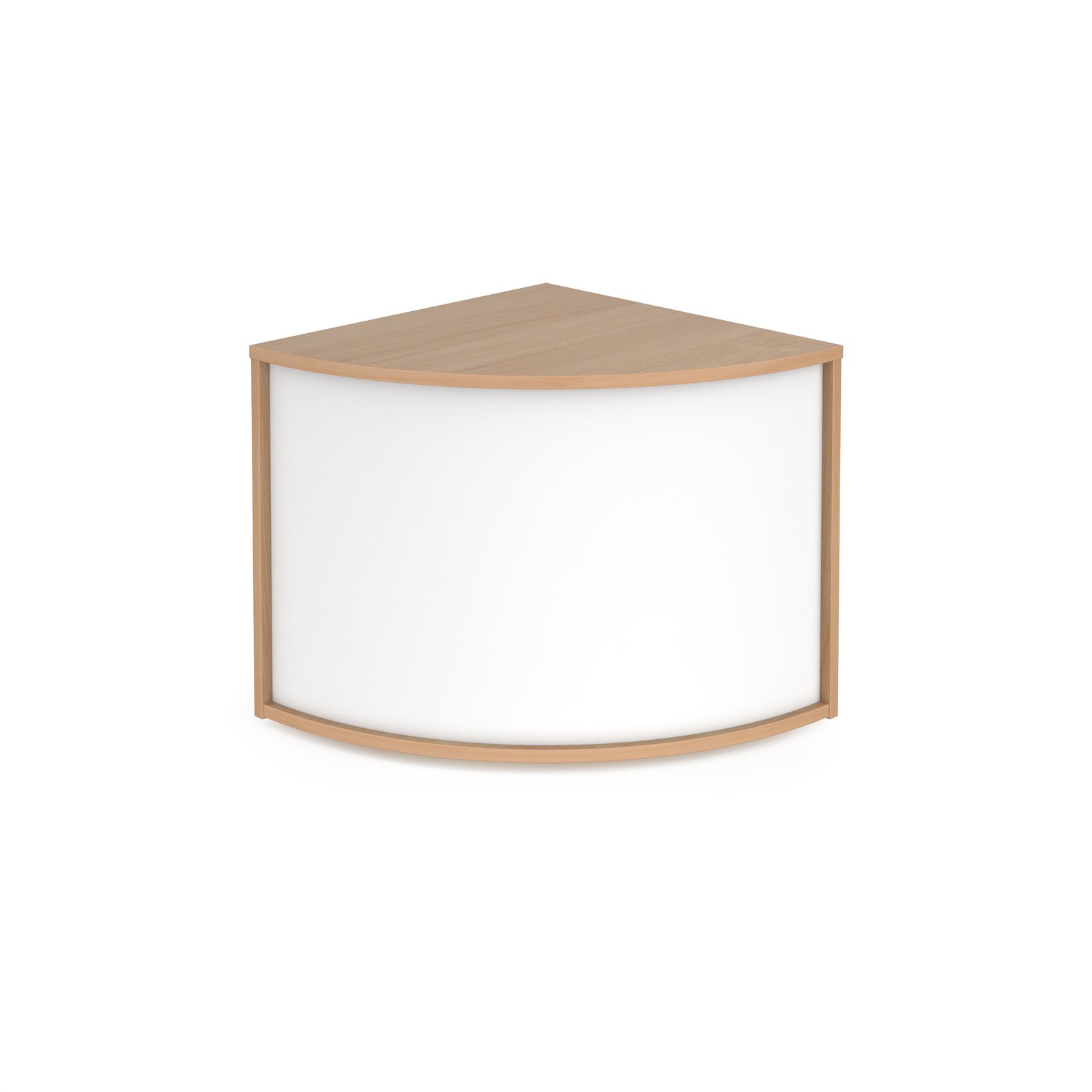 Denver reception 90° corner base unit 800mm - beech with white panels