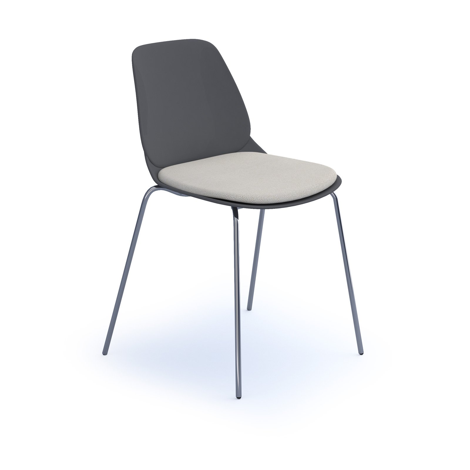 Strut chair with seat pad and chrome 4 leg frame - grey