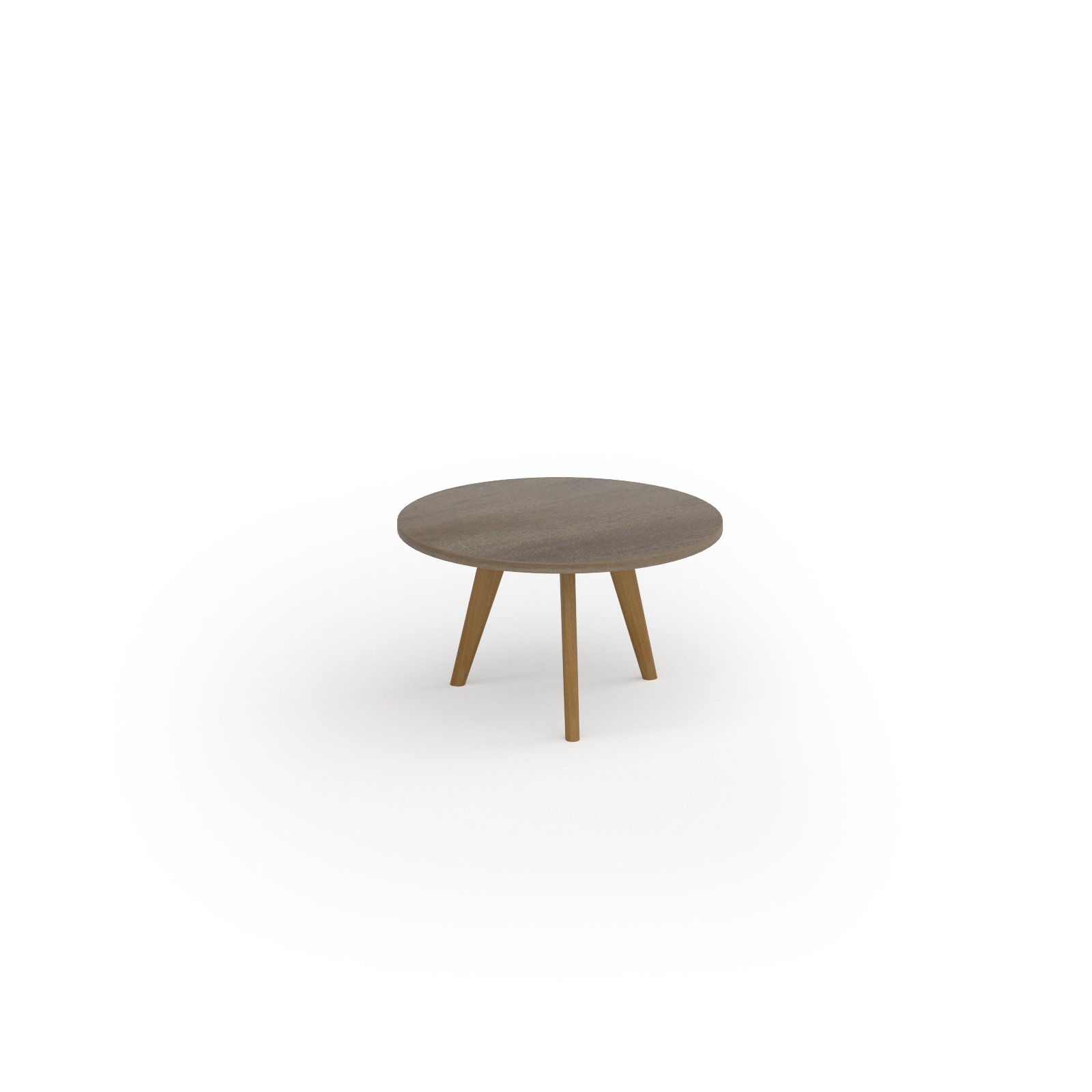 Unity coffee table 800 dia with solid oak leg in nebraska oak