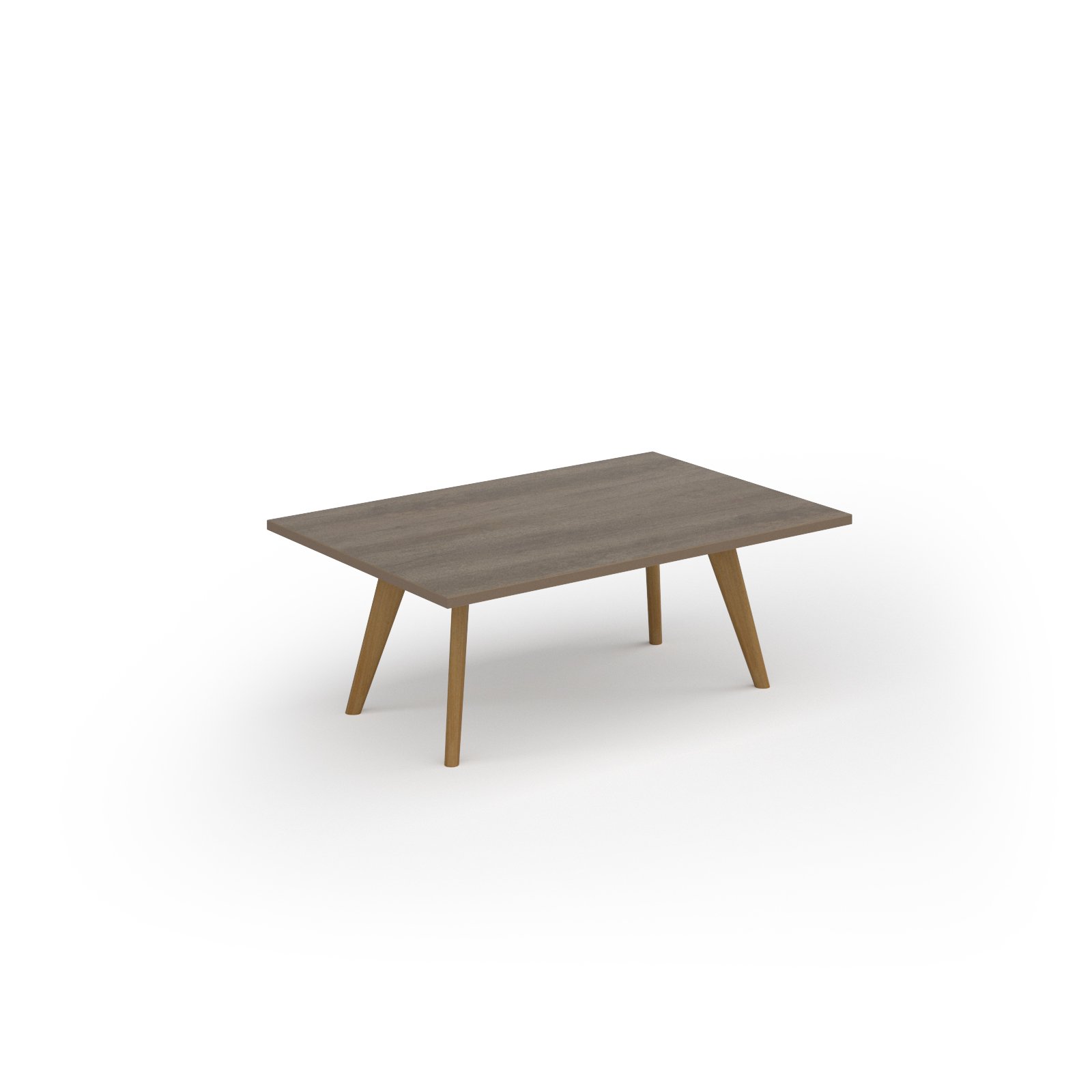 Unity coffee table 1200w x 800d with 4x solid oak legs, top in nebraska oak